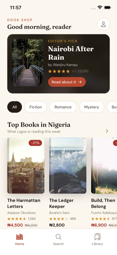 Dookshop app screen